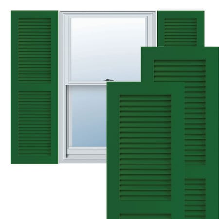 EKENA MILLWORK True Fit PVC Two Equal Louver Shutters, Viridian Green, 18"W x 72"H TFP101LVF18X072HG